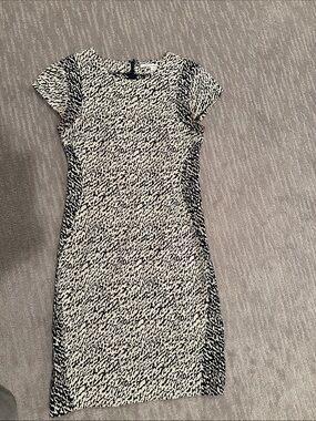 Diane Von Furstenberg Black and White Printed Midi Dress